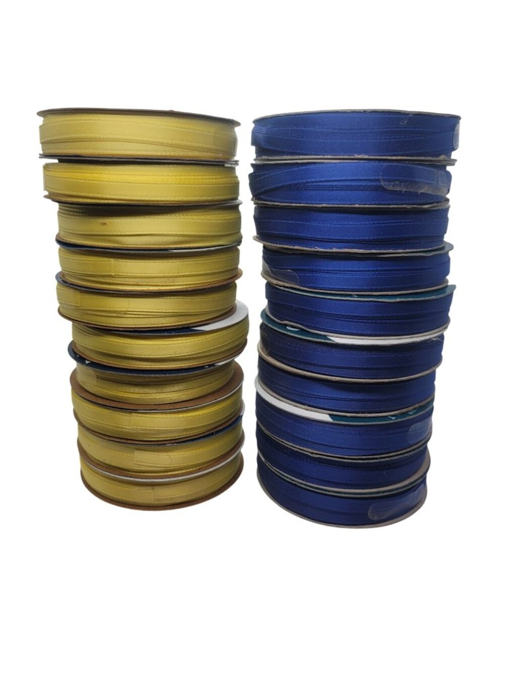 Straight Edge Ribbons 20 Spools Polyester Blue Yellow Craft Supplies NEW Lot P